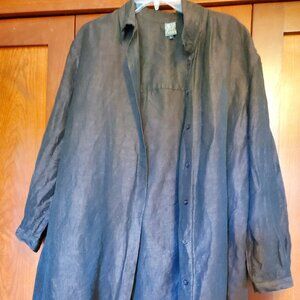 Dark Brown Linen Smock / Tunic marked L but more like 1X